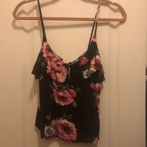 Floral Spaghetti strap cropped shirt